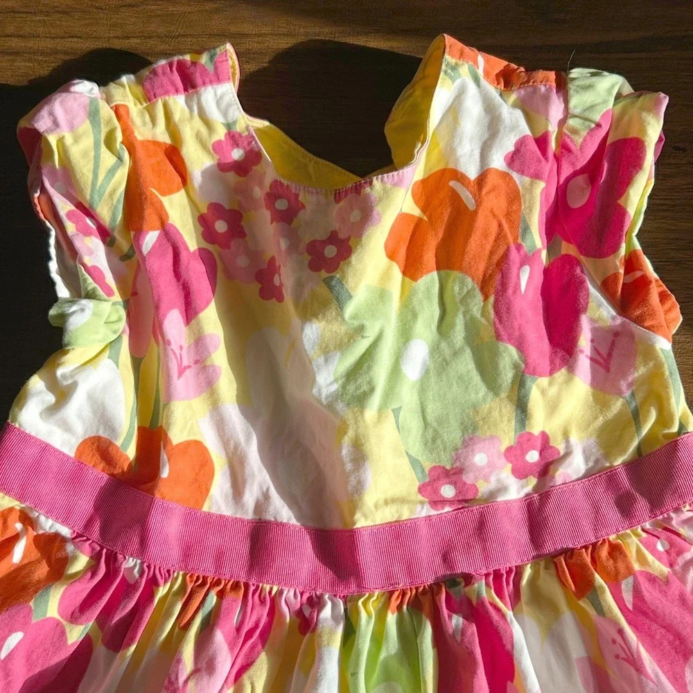 Gymboree Dress Kids Size 6 Multi Floral Cutout Back Summer Sundress Bright 2012